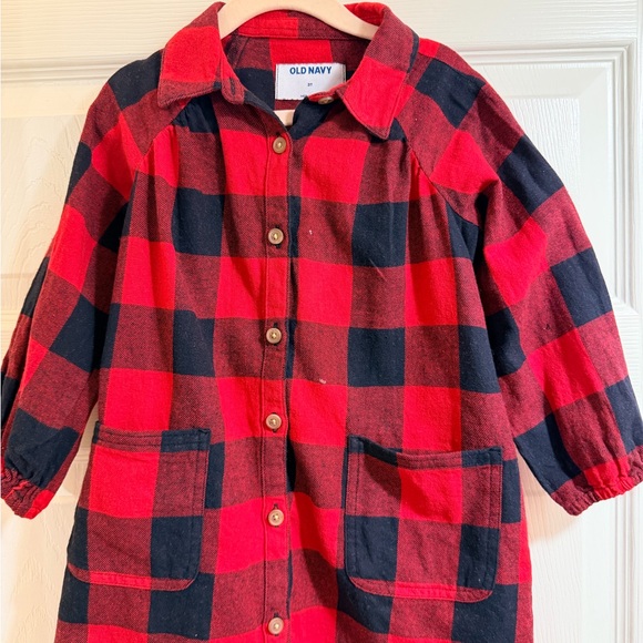 Old Navy Red and Black Plaid Kids Casual Dress - Picture 2 of 2